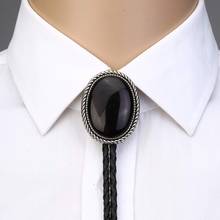 Naturel stone agate onxy bolo tie for man Indian cowboy western cowgirl leather rope zinc alloy necktie 2024 - buy cheap