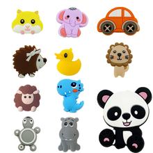 5pcs mini Silicone Beads Cartoon Animal BPA Free Baby Teether Accessories Teething Necklace DIY Food Grade children girl gift 2024 - buy cheap