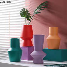 Ceramic Vase Minimalist Solid Color Vases for Flowers Abstract Art Desk Decoration Flower Arrangement Decorative Ornaments 2024 - buy cheap