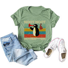 Женская футболка с буквенным принтом NOOT MOTHERF...ERS, милые футболки с графическим рисунком пингвина, летние топы больших размеров, женская одежда Harajuku, рубашка 2024 - купить недорого
