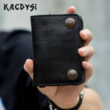 Designer Vintage Men Wallets 100% Genuine Leather Short Purse Luxury Wallet Leather Quality Man Money Clip Coin Pocket Card Case 2024 - buy cheap