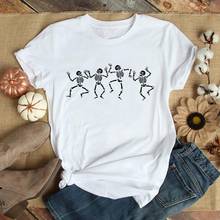 Creepy Cute Dancing Skeleton Halloween t shirt Witchy Aesthetic tshirt Funny Fashion Clothes Tees 2024 - buy cheap
