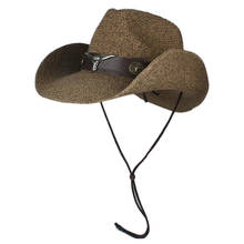 Summer Straw Men Women Black Western Cowboy Hat Wide Brim Hat Outdoor Sombrero Hombre Cowgirl Hat 2024 - buy cheap