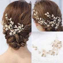 Rose Gold Silver Color Hairpins With Rhinestone Pearl Leaves Hair Vines For Wedding Hairbands Women Tiaras Hair Accessories 2024 - buy cheap
