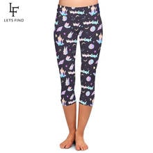 Letsfind verão moda castelo imprimir feminino mais tamanho elástico capri leggings nova cintura alta macio silm fitness meados de bezerro leggings 2024 - compre barato