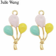 Julie Wang-Charms de globo de aire de esmalte de 4 piezas, collar de aleación de tres colores, tono dorado, pulsera, pendientes, accesorio para hacer joyas 2024 - compra barato