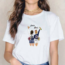 Camiseta feminina estampada, camiseta harajuku para mulheres, verão, hip hop, melhor amigo, femme, estilo coreano, tops 2024 - compre barato