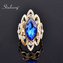 SINLEERY роскошные кольца в африканском стиле с синим кубическим цирконием большие кольца для женщин размер 7 8 9 10 эффектное золотистое кольцо Jz500 SSB 2024 - купить недорого