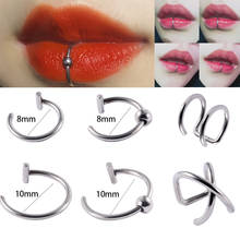 Women lips Rings Medical Titanium steel Nose Ring Fake Nose Ring Septum Piercing Clip On mouth Ring Fake Piercing Body Clip Hoop 2024 - buy cheap