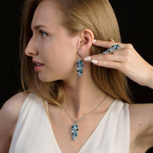 GEM'S BALLE Natural Blue Topaz Ring Earrings Pendant Set 925 Sterling Silver Luxury Gemstone Birthstone Jewelry Sets For Women 2024 - buy cheap