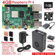 Kit raspberry pi 4 model b pi 4b 2gb/4gb: placa + dissipador de calor + adaptador de energia + caixa + ventilador de refrigeração + 16gb/32gb sd + cabo micro-hdmi para vga 2024 - compre barato