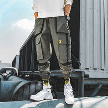 Hip Hip Streetwear Men's Joggers Army Green Pants 2020 Men Cargo Pant Trousers Elastic Waist US Size 2024 - buy cheap