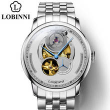 LOBINNI-reloj mecánico automático japonés para hombre, cronógrafo con esqueleto transparente, de lujo, de cuero, de la mejor marca 2024 - compra barato