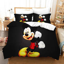 Conjunto de cama do mickey mouse da disney, roupa de cama para meninos, decoração de casa, capa de edredom tamanho queen, 3 peças 2024 - compre barato