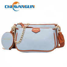 Chains Women Shoulder Bags Designer Wide Strap Messenger Bags Luxury Leather Crossbody bag Lady Small Purse 3 bag Set 2111002 2024 - buy cheap
