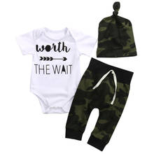 3pcs Summer Newborn Infant Baby Girls Boy Clothes Letter Print Romper Jumpsuit Pants Leggings Outfit Set 2024 - buy cheap