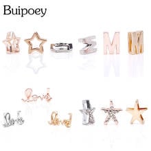 Buipoey Rose Gold Letter beads M LOVE Stars Rhinestone Charm Fit Stainless Steel Mesh Bracelet Bangle 10mm Watch Chain Jewelry 2024 - buy cheap