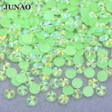 JUNAO 500 шт. 5 мм блестящие неоновые зеленые AB цвета смолы Стразы наклейка стразы с плоской задней стороной Кристальные камни для ногтей не горячая фиксация Стразы для одежды 2024 - купить недорого