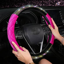 Capas de volante de carro de strass cristal, capas femininas de pelúcia, cobertura para carro, acessórios para volante de inverno, senhora 2024 - compre barato