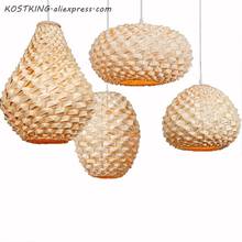 KOSTKING Handmade Craft Bamboo Wicker Rattan Lantern Lampshade Pendant Light Fixture Asian Japan Lamp Lighting Bar Restaurant 2024 - buy cheap