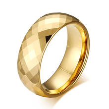 Luxury Golden Mens Womens Ring Tungsten Steel Fashion Wedding Jewelry Gift Size 7-13 2024 - compre barato