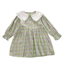 Summer Plaid Children Dresses Baby Girls Cotton Fashion Korean Lacework Beach Dress Girl Sundress Girls Clothing 2 To 8 Years 2024 - buy cheap