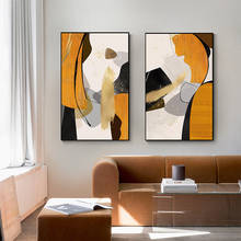 Pôster de parede abstrato de luxo, estilo moderno, tela impressa, folha de ouro, pintura escandinavo, parede para decoração de sala de estar 2024 - compre barato
