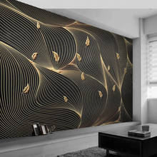 Custom 3D Photo Wallpaper Luxury Abstract Lines Geometric Golden Leaf Mural Living Room Sofa TV Background Home Decor Wall paper 2024 - buy cheap