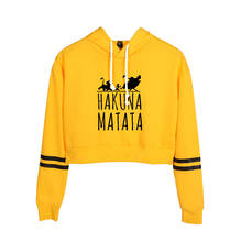 O leão rei hoodies moda feminina curto hoodies harajuku casual amarelo bonito moletom outono feminino sexy colheita hoodie pulôver 2024 - compre barato