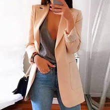 Blazer feminino de outono com bolsos, jaqueta fina entalhada para trabalho, escritório, primavera, 2021 2024 - compre barato