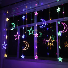 Moon Star Led String Lights Christmas Decor Holiday Lighting Curtain Icicle Strings Wedding Neon Lantern 220V 3.5M Fairy Garland 2024 - buy cheap