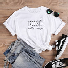 Camiseta rosa para todo el día, Camiseta de algodón para mujer, camiseta Harajuku de cuello redondo para mujer, camiseta para mujer en blanco y negro 2024 - compra barato