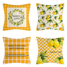 Linen Cushion Cover American Country Style Orange Lemon Print Pillowcase Modern Geometric Farmhouse Sofa Couch Decorative Pillow 2024 - buy cheap