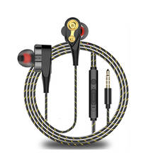 3.5mm unidade dupla fone de ouvido estéreo in-ear com fio fone de ouvido com microfone esporte fones de ouvido alto baixo para iphone samsung huawei xiaomi 2024 - compre barato