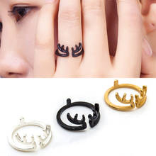 Encantos chifre de Veado Animal Anel Aberto para As Mulheres Anéis de Casamento Ajustável WD670 Knuckle Ring Finger Jóias Ornamento Do Presente Por Atacado 2024 - compre barato