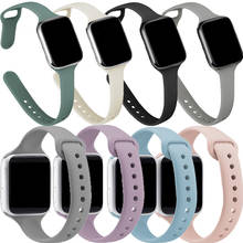 Silicone Watch Band for Apple Watch 44mm 40mm 42mm 38mm Slim Sports Rubber Strap for IWatch Series 6 5 4 3 2 1 Bracelet Loop 2024 - buy cheap