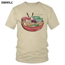Camisetas divertidas de tiburón en Ramen para hombre, a la moda de manga corta Camiseta de algodón, cuello redondo, camiseta de comida japonesa, camisetas de ocio con estampado gráfico 2024 - compra barato