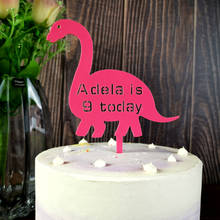 Topper acrílico do bolo dos amantes do dinossauro, nome feito sob encomenda e data cores do bolo do dinossauro para a festa de aniversário, decoração do bolo de aniversário 2024 - compre barato