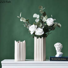 Креативная нестандартная керамическая ваза, украшение для гостиной, фарфоровая Цветочная композиция, современный геометрический декор, серая ваза для цветов 2024 - купить недорого
