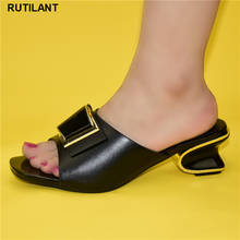 Sandalias de cuero con tacón alto para mujer, zapatos informales a la moda, estilo italiano, zapatillas africanas 2024 - compra barato