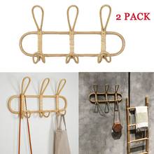 2Pcs Rattan Wall Hooks Clothes Hat Hanging Hook Crochet Hangers for Home Hotel Dorm Decor Rattan Clothes Organizer 2024 - buy cheap