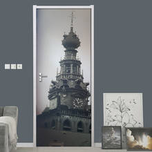 Retro europeu ferro torre porta adesivos mural pvc auto-adesivo à prova dwaterproof água papel de parede sala de estar quarto decoração da porta decalque cartaz 2024 - compre barato