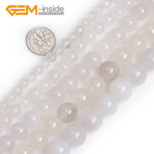 3/4/6/8/10/12/14mm Round White Agates Beads Natural Stone Loose Bead For Jewelry Making DIY Neckalce Bracelet Strand 15 Inches 2024 - buy cheap