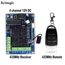 Interruptor universal de controle remoto sem fio, 433 mhz, módulo receptor de relé dc12v 4ch e 4 canais, transmissor rf remoto 433 mhz