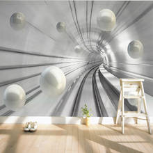 Personalizado foto papel de parede moderno abstrato túnel espaço esfera 3d fundo mural sala estar quarto decoração da sua casa papéis 2024 - compre barato