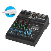 Misturador de áudio profissional, console de mixagem de som compatível com bluetooth e 4 canais para karaokê 2024 - compre barato