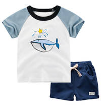 Summer Kids Boy Clothing Sets Cartoon Whale 100% Cotton Short Sleeve T-shirt+Shorts Child Outifts 2PCS Casual Children Clothes 2024 - buy cheap