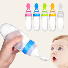 Yooap Safety Infant Silicone Baby Feeding With Spoon Feeder Food Rice Cereal Squeeze Feeding Spoon Milk Bottle Training Feeder 2024 - buy cheap