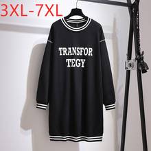 New 2021 Ladies Autumn Winter Plus Size Dresses For Women Large Long Sleeve Loose Cotton Letter Mini Dress 3XL 4XL 5XL 6XL 7XL 2024 - buy cheap