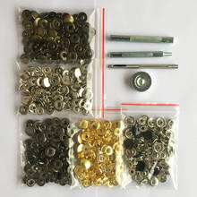 120 conjunto de botões de pressão de metal 5 cores disponíveis + 4 pçs ferramentas de metal prendedores de pressão para costura de couro sacos de roupas cinto 2024 - compre barato